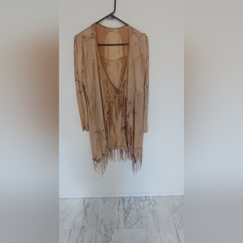 GIMMICK BY BMK womans Wrap jacket. Tan,Boho,hippie,southwest. Size M